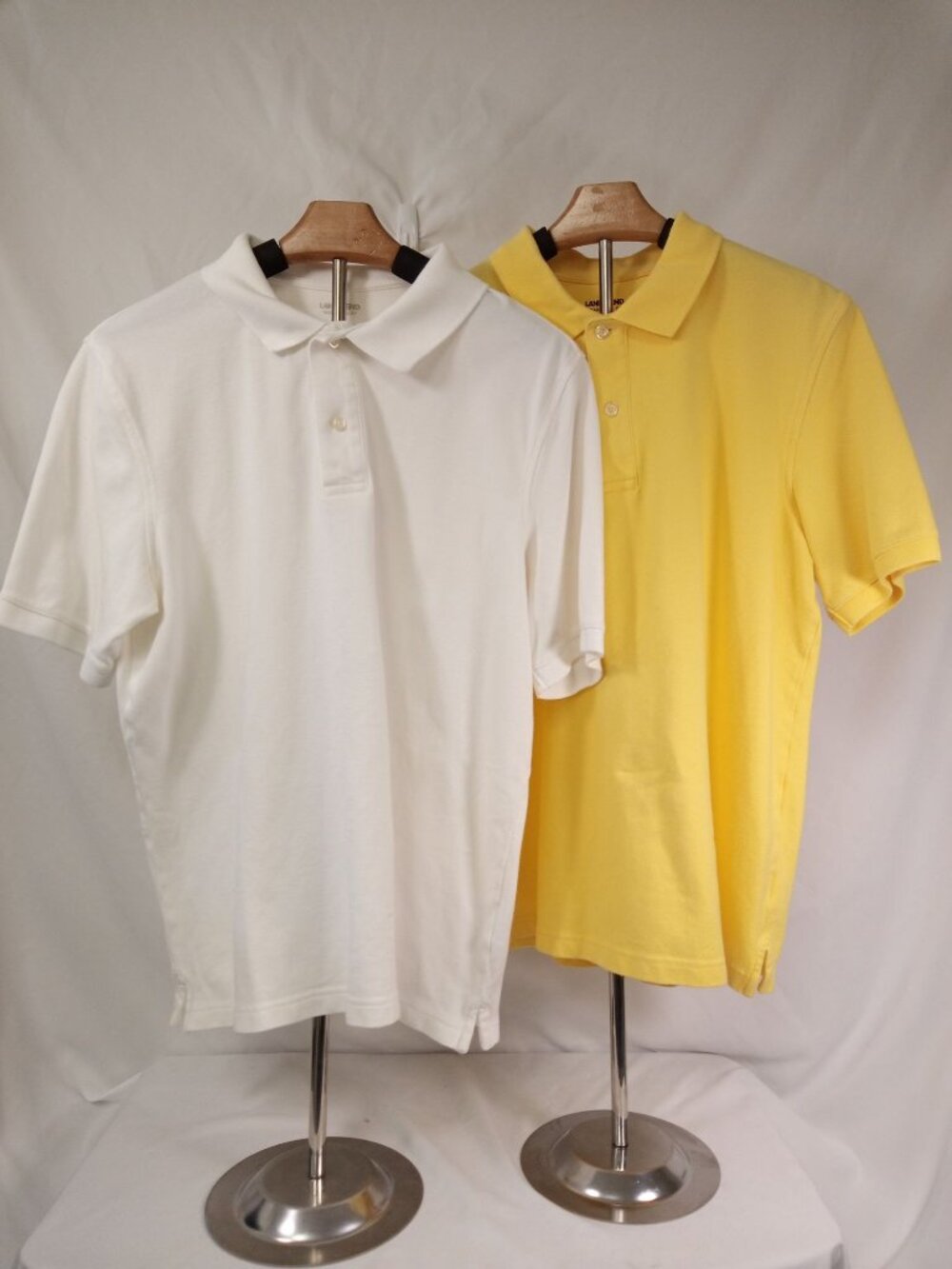 Land's End Men's White Yellow Polos Size Medium (38/40)